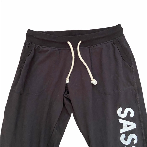 Sassy Pants Spell Out Graphic Print Black Drawstring Sweatpants Joggers - Picture 3 of 8